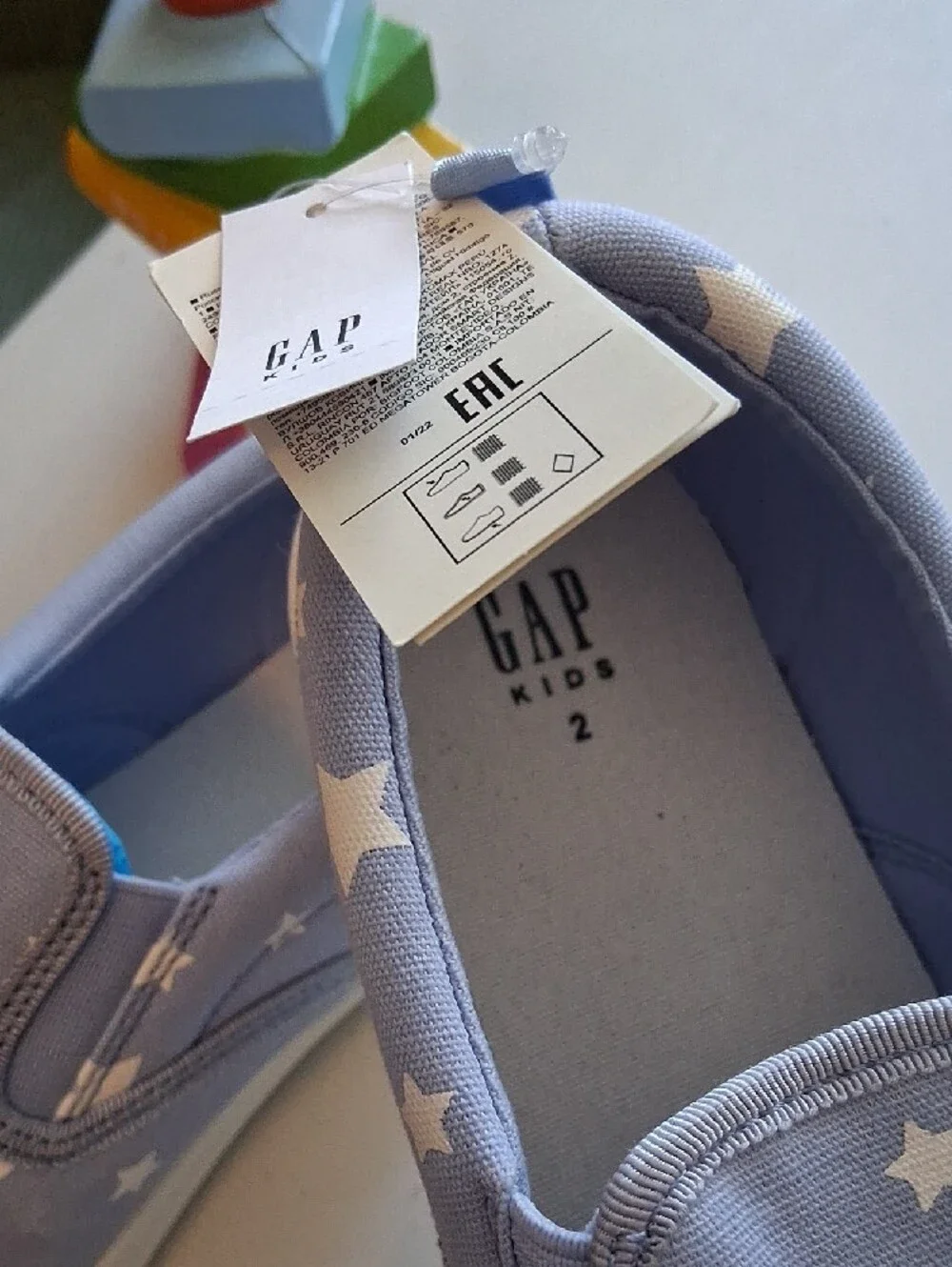 GAP Kids Slip-On Star Sneakers in Light Blue and White